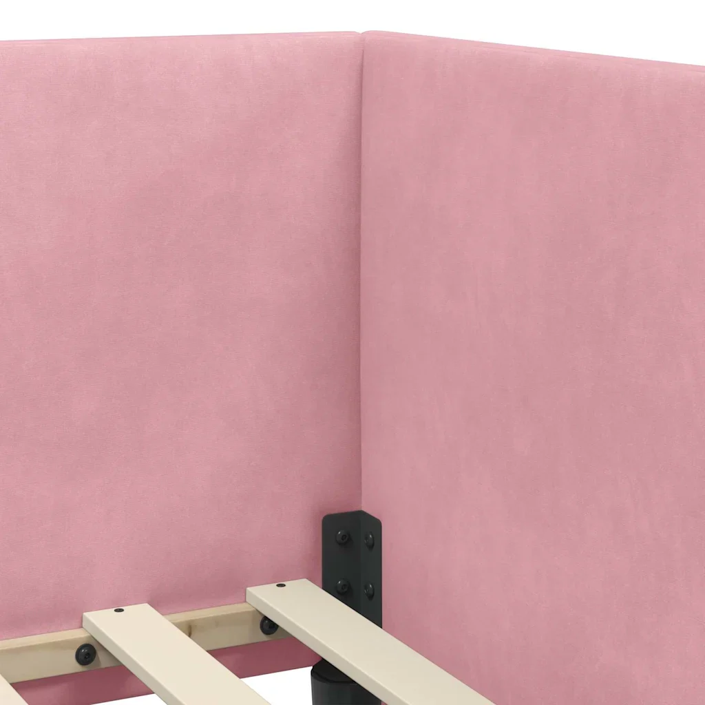Cornice del letto ad angolo Rosa 90 cm x 200 cm Velluto 42016649 - Image 8