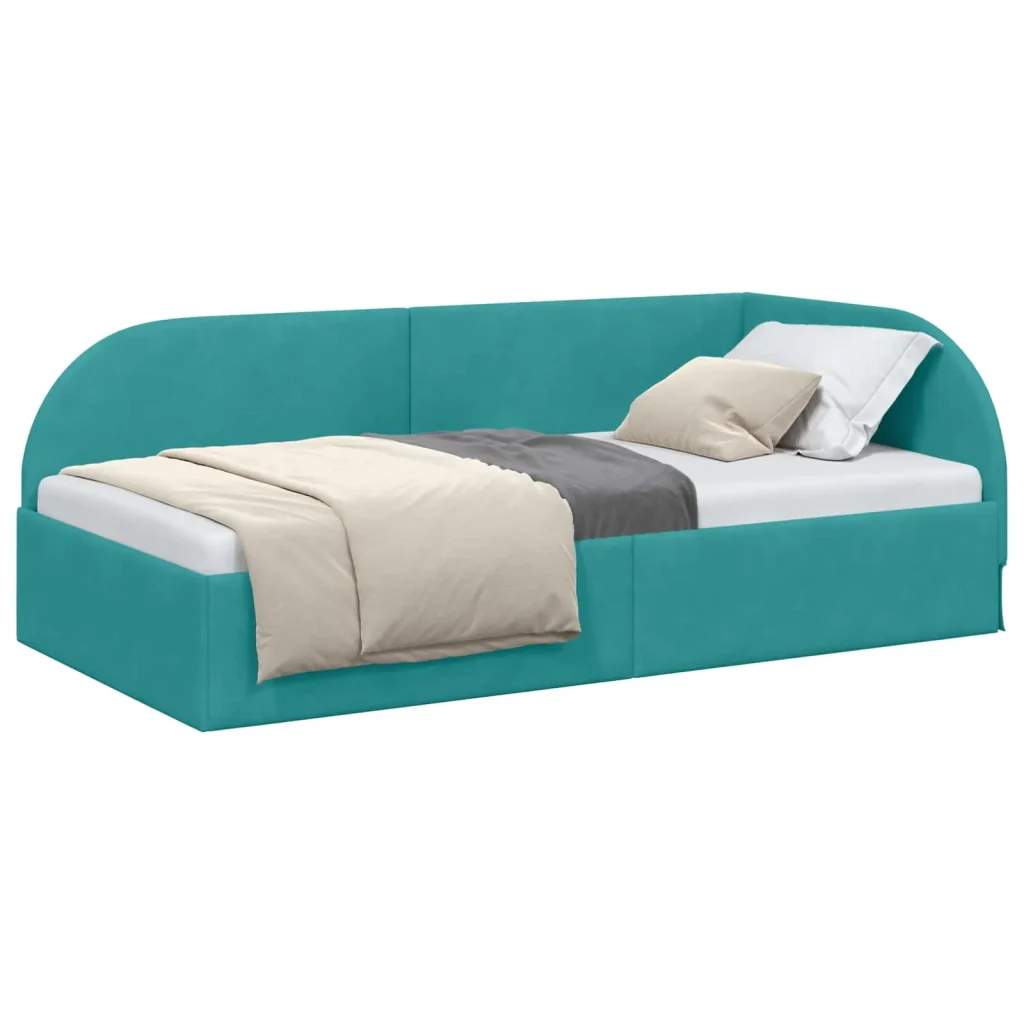 Cornice del letto ad angolo Turchese 90 cm x 200 cm Velluto 42016654 - Image 2