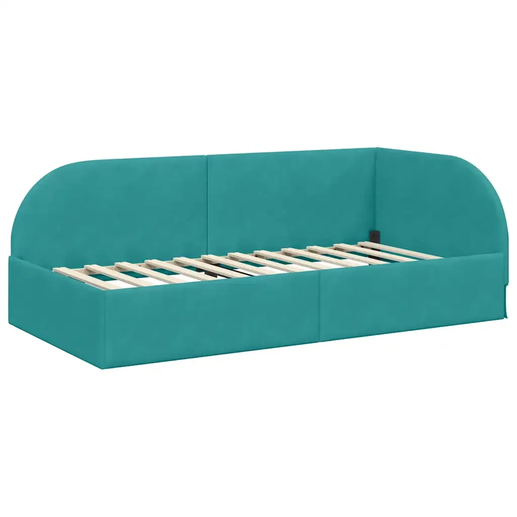 Cornice del letto ad angolo Turchese 90 cm x 200 cm Velluto 42016654 - Image 4