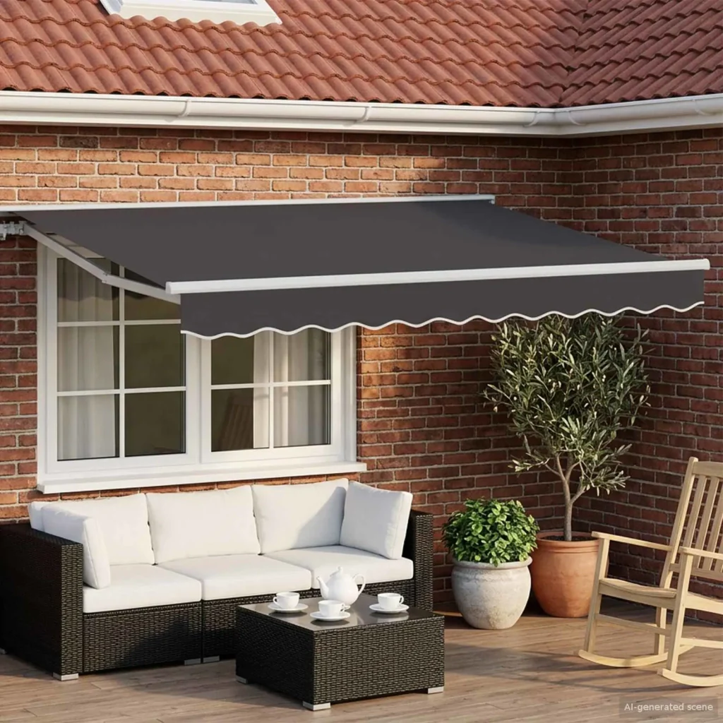 Cornice per Tenda Manuale con LED Bianco e Antracite 3 x 2 m