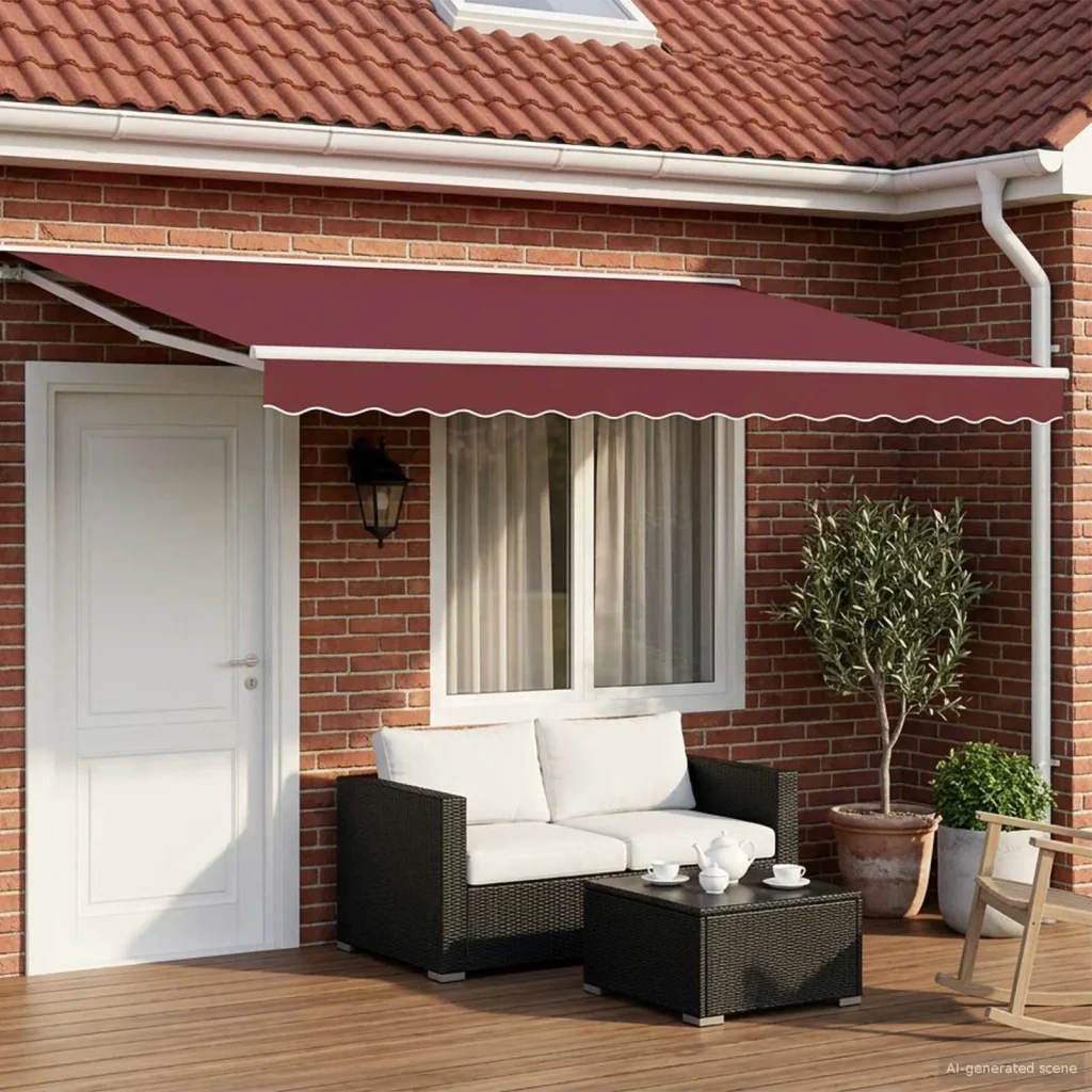 Cornice per Tenda Manuale con LED Borgogna e Bianco 5 × 3,5 m 3420710