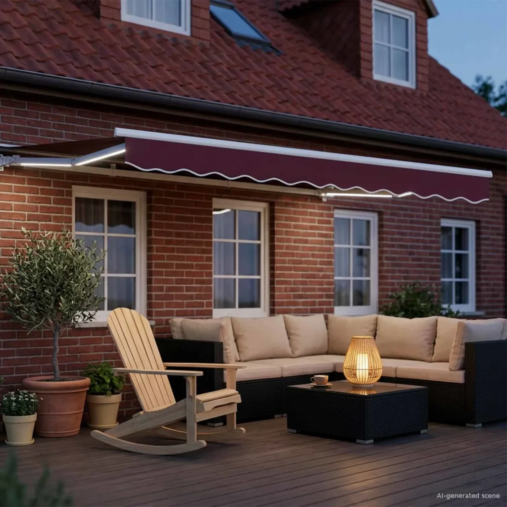 Cornice per Tenda Manuale con LED Borgogna e Bianco 3,5 x 2 m - Image 2