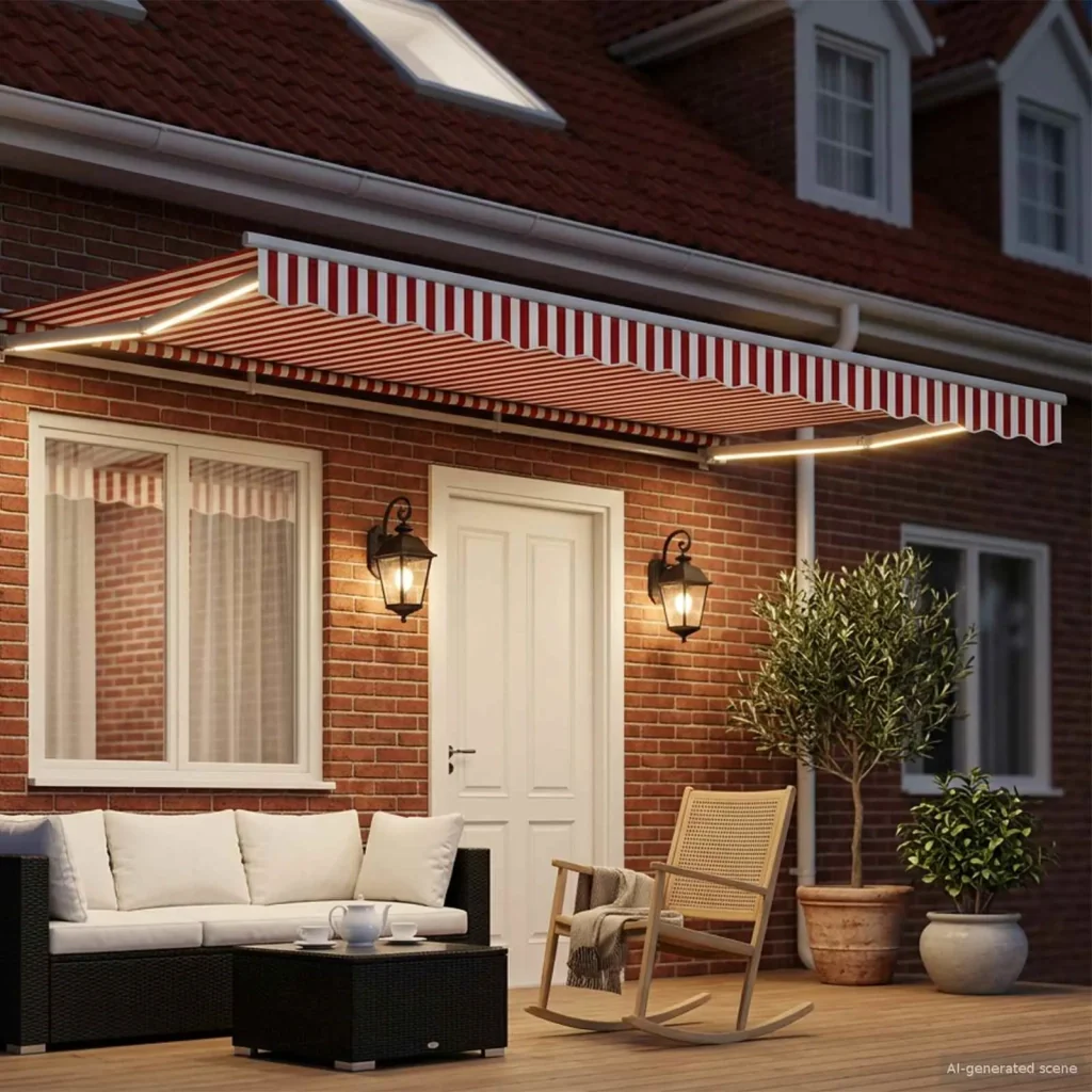 Cornice per Tenda Manuale con LED Rosso e Bianco 4,5 × 3 m - Image 3