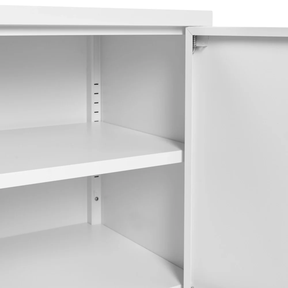 Credenza a 2 ante in acciaio bianco Mobili per ufficio a casa Ripiani per gambe Design industriale - Image 5