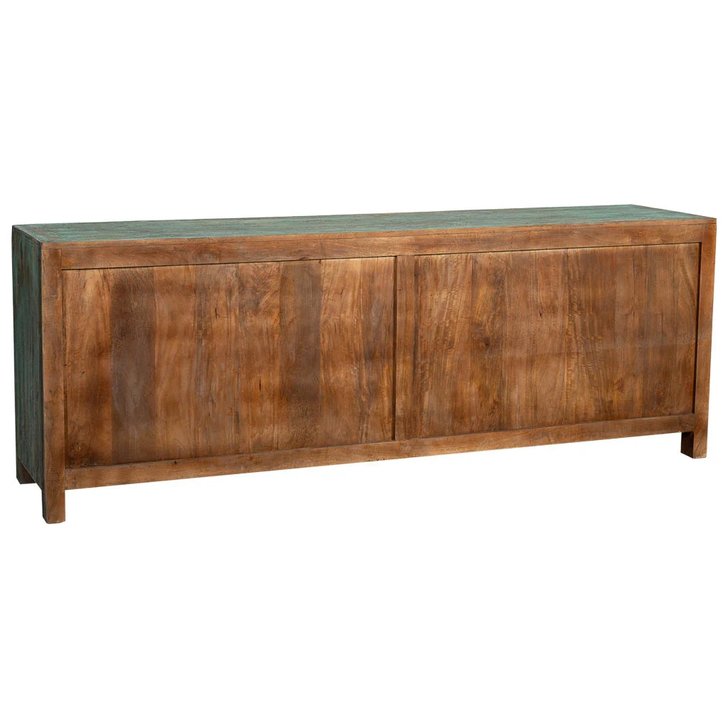 Credenza a 6 ante in legno con finitura verde anticato, cm 200x40x70h - Image 5