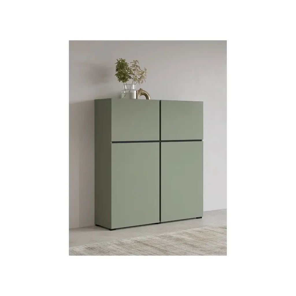 Buffet alto color verde salvia L120xH140xP40 collezione HAVANA. Credenza alta design con 4 porte. - Image 7