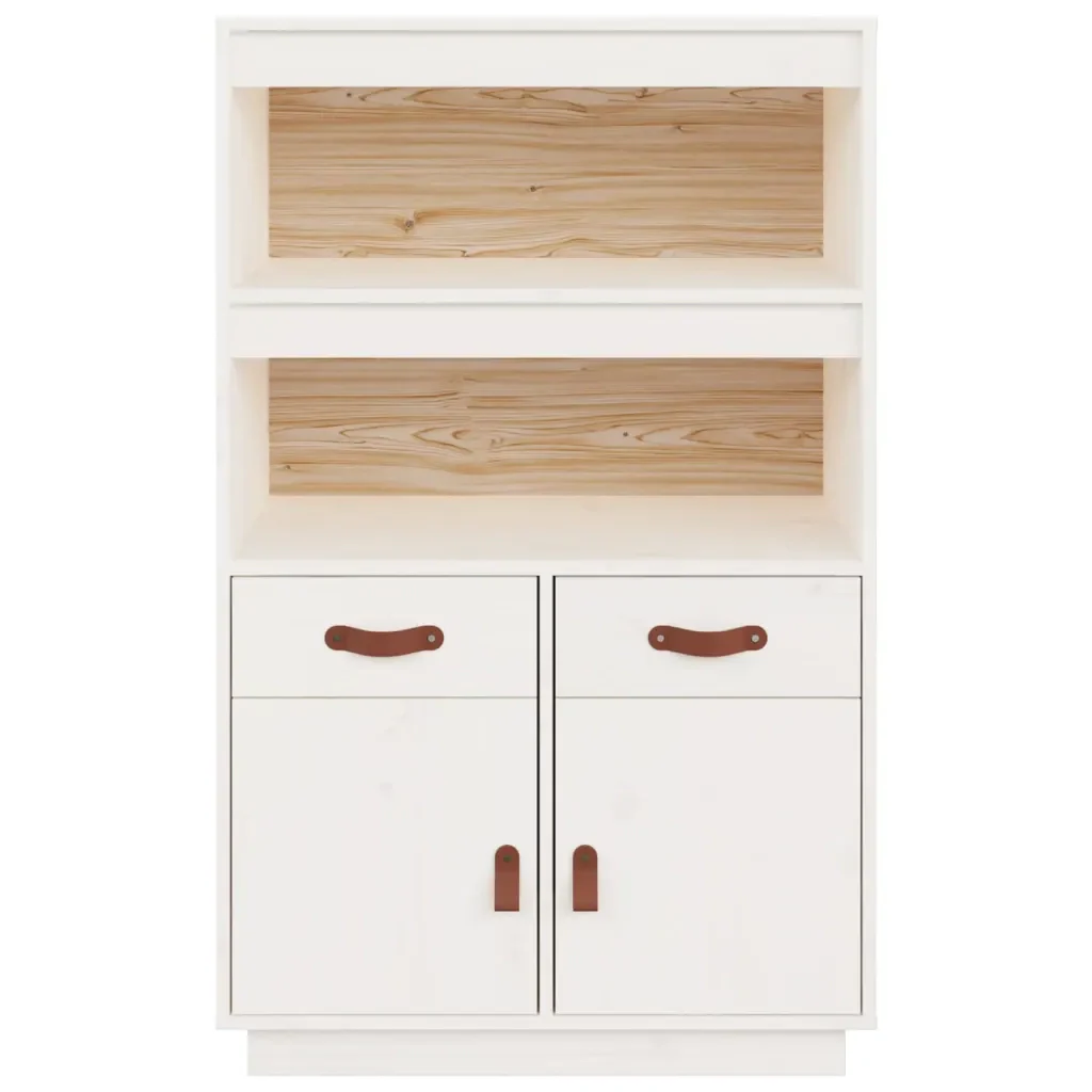 Credenza Bianca 67x40x108,5 cm in Legno Massello di Pino 820158 - Image 6