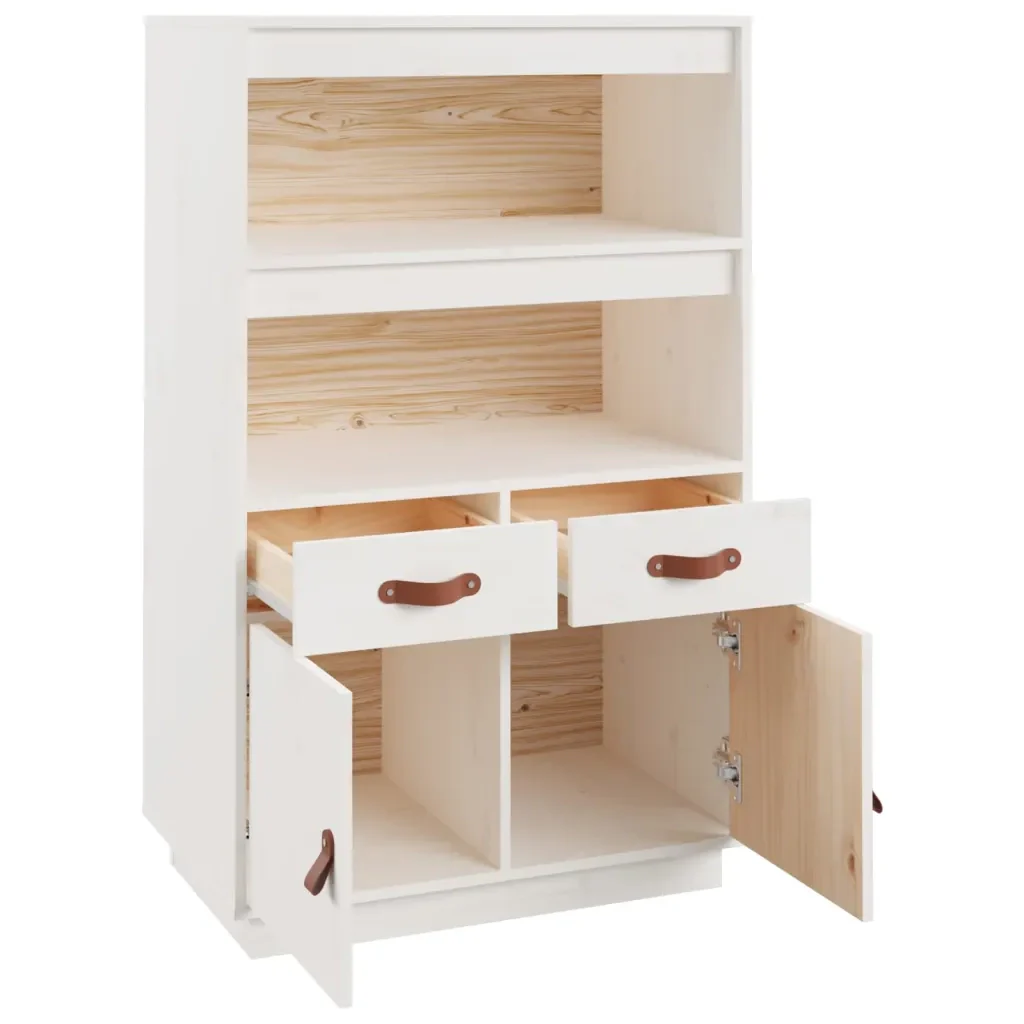 Credenza Bianca 67x40x108,5 cm in Legno Massello di Pino 820158 - Image 7