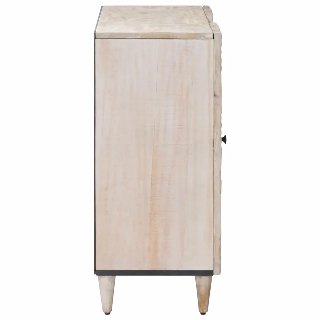 Credenza Bianco 90 x 33,5 x 75 cm Legno di mango massello - Image 4