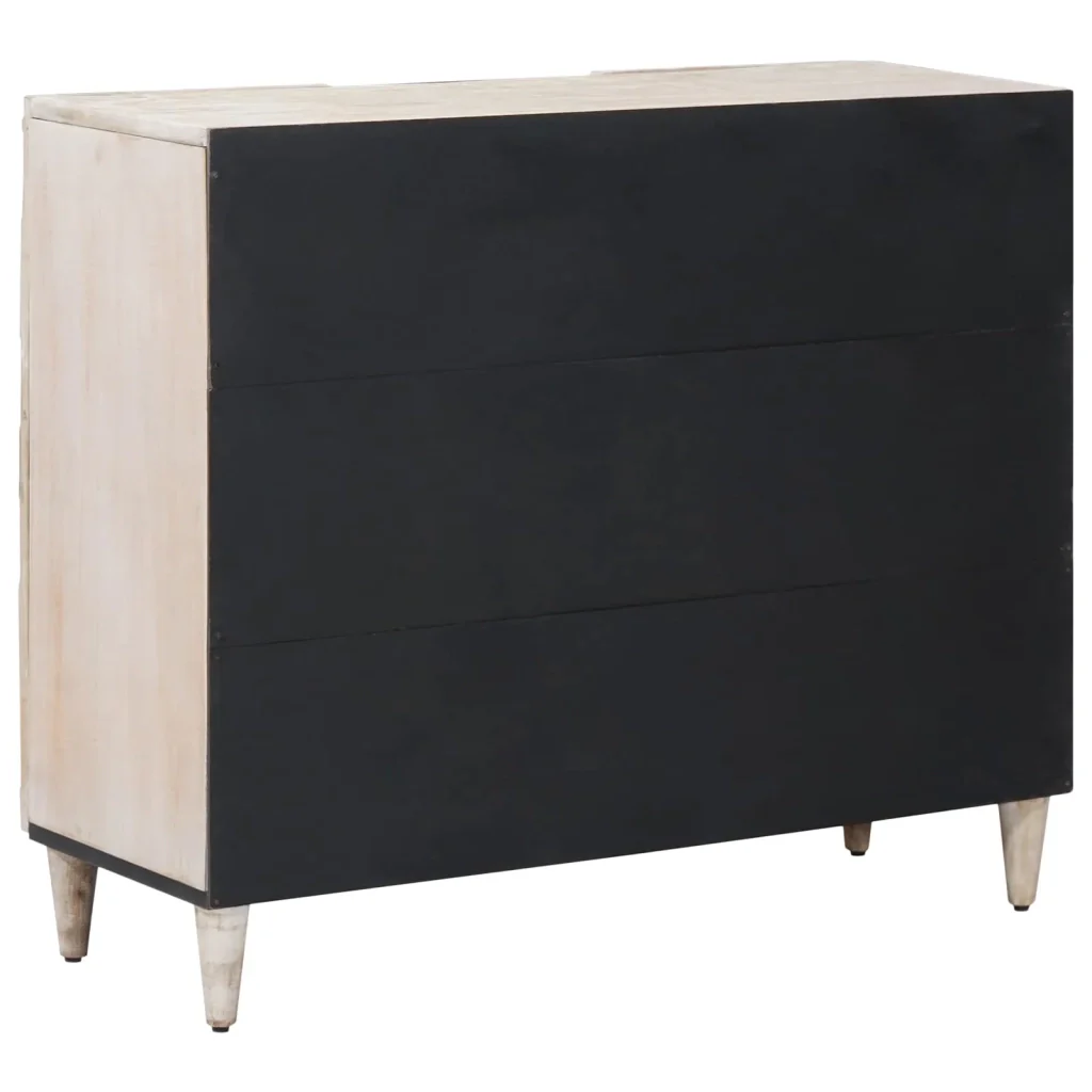 Credenza Bianco 90 x 33,5 x 75 cm Legno di mango massello - Image 5