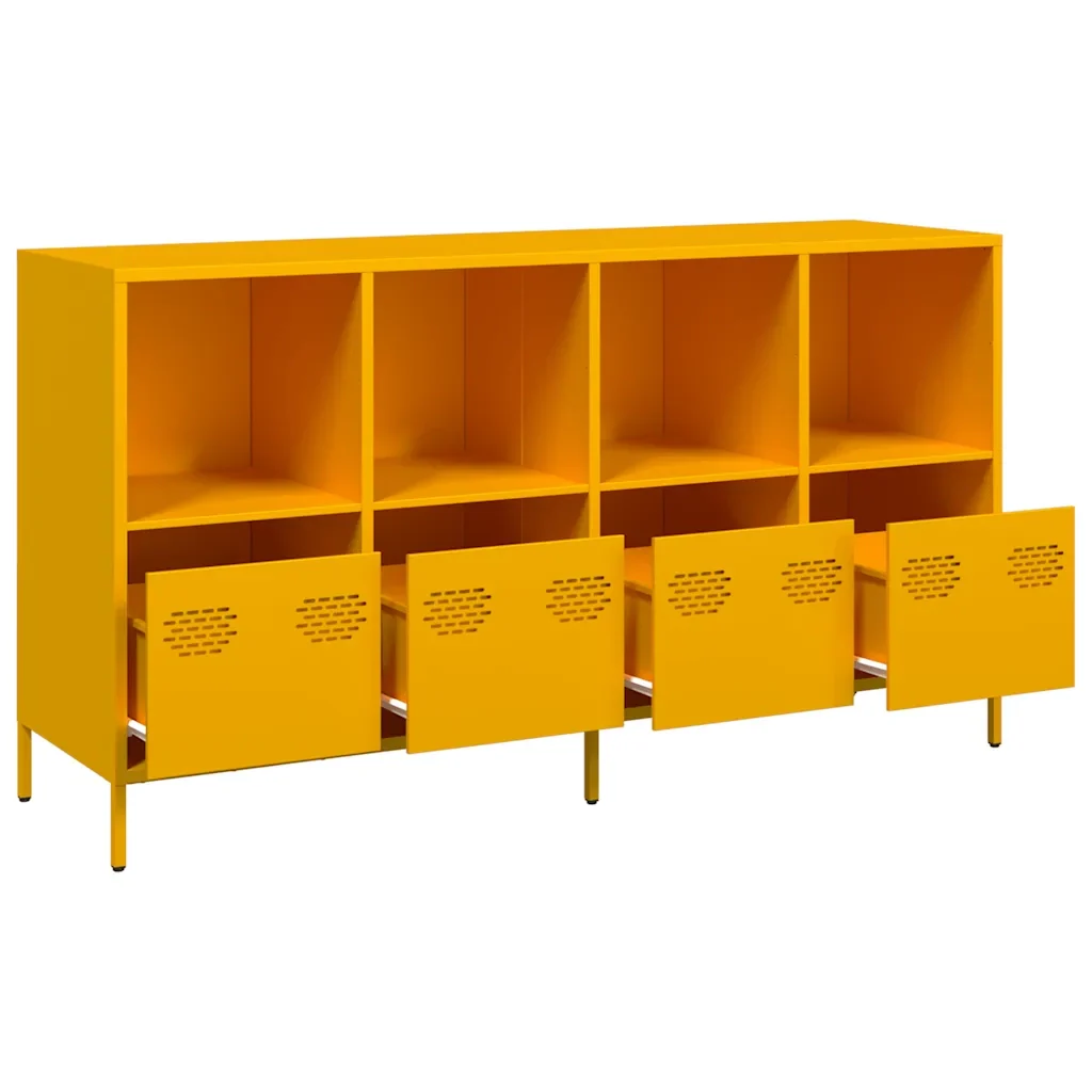 Credenza Giallo Senape 135x39x73,5 cm Acciaio Laminato a Freddo 3307164 - Image 4