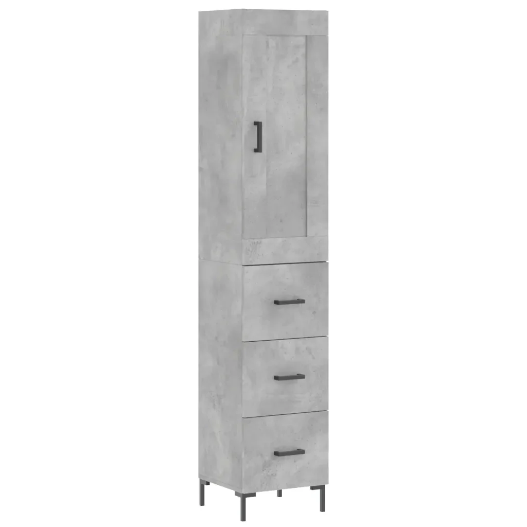 Credenza Grigio Cemento 34,5x34x180 cm in Legno Multistrato 3200197 - Image 2