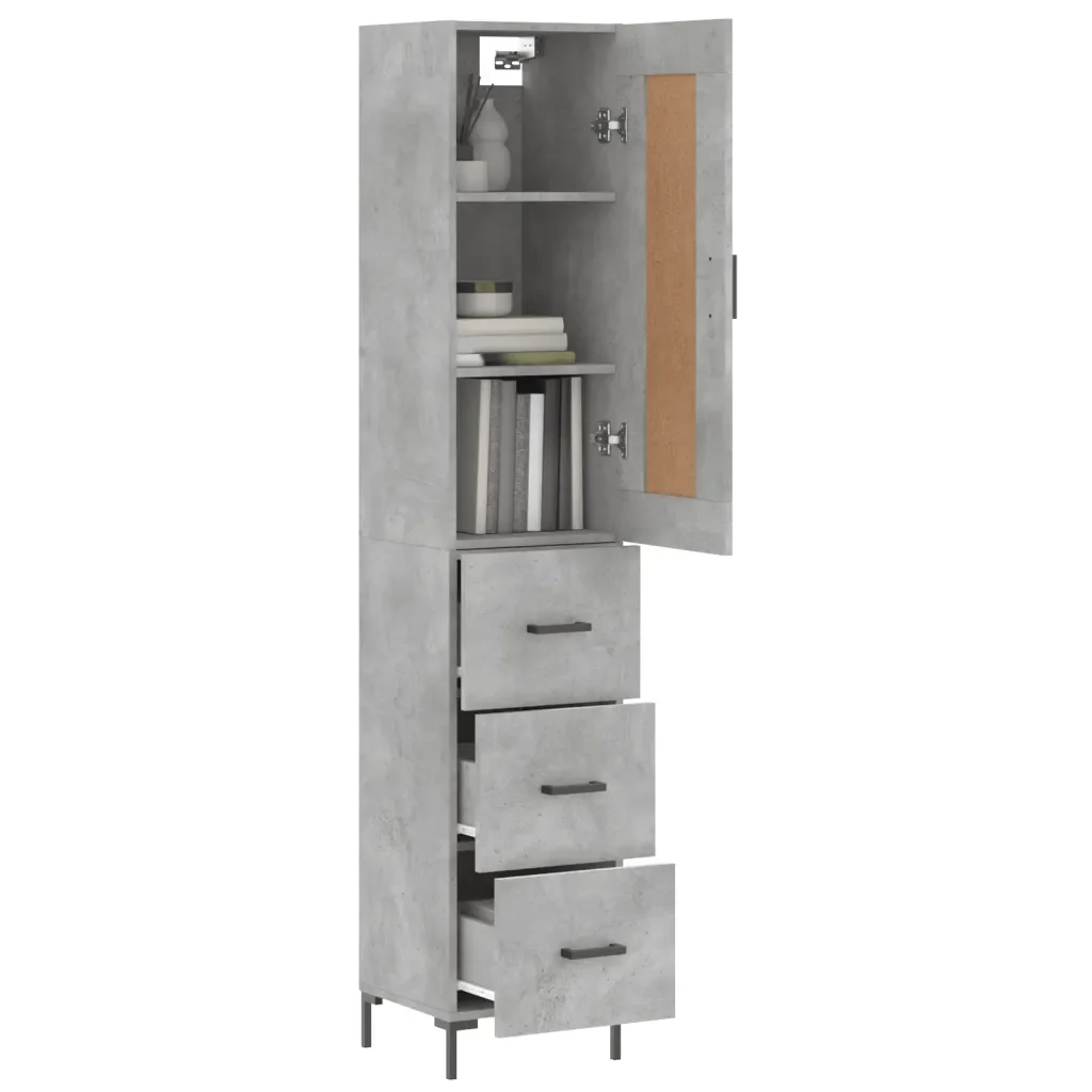 Credenza Grigio Cemento 34,5x34x180 cm in Legno Multistrato 3200197 - Image 3