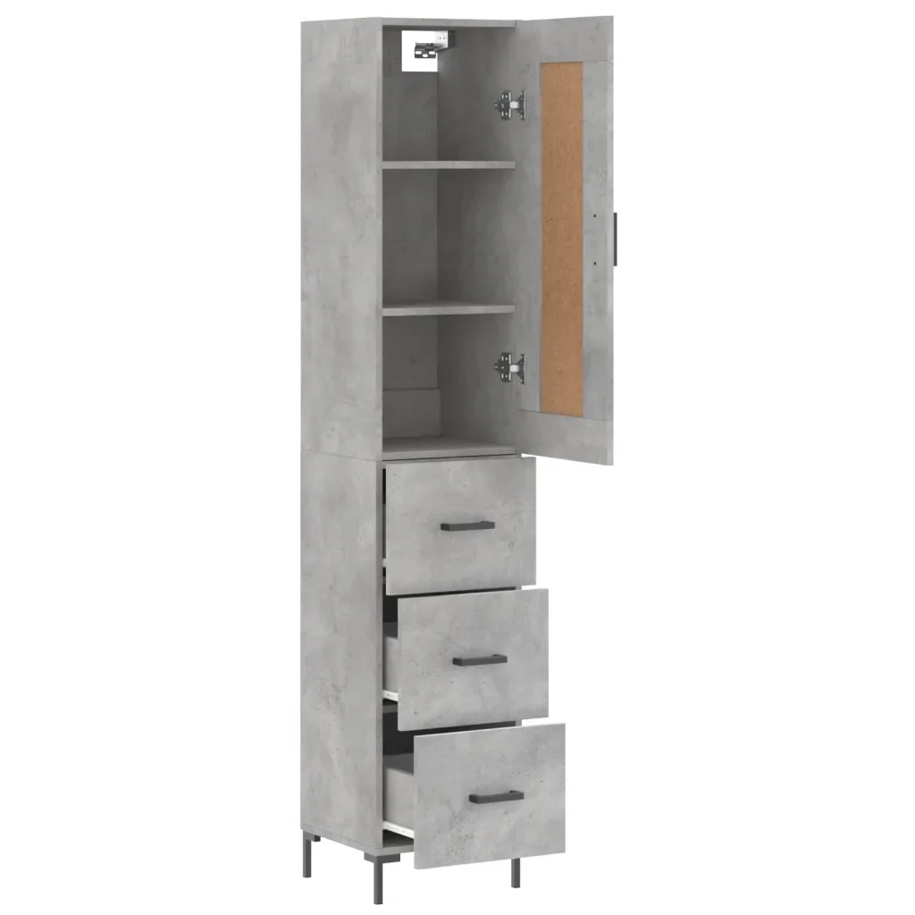 Credenza Grigio Cemento 34,5x34x180 cm in Legno Multistrato 3200197 - Image 4