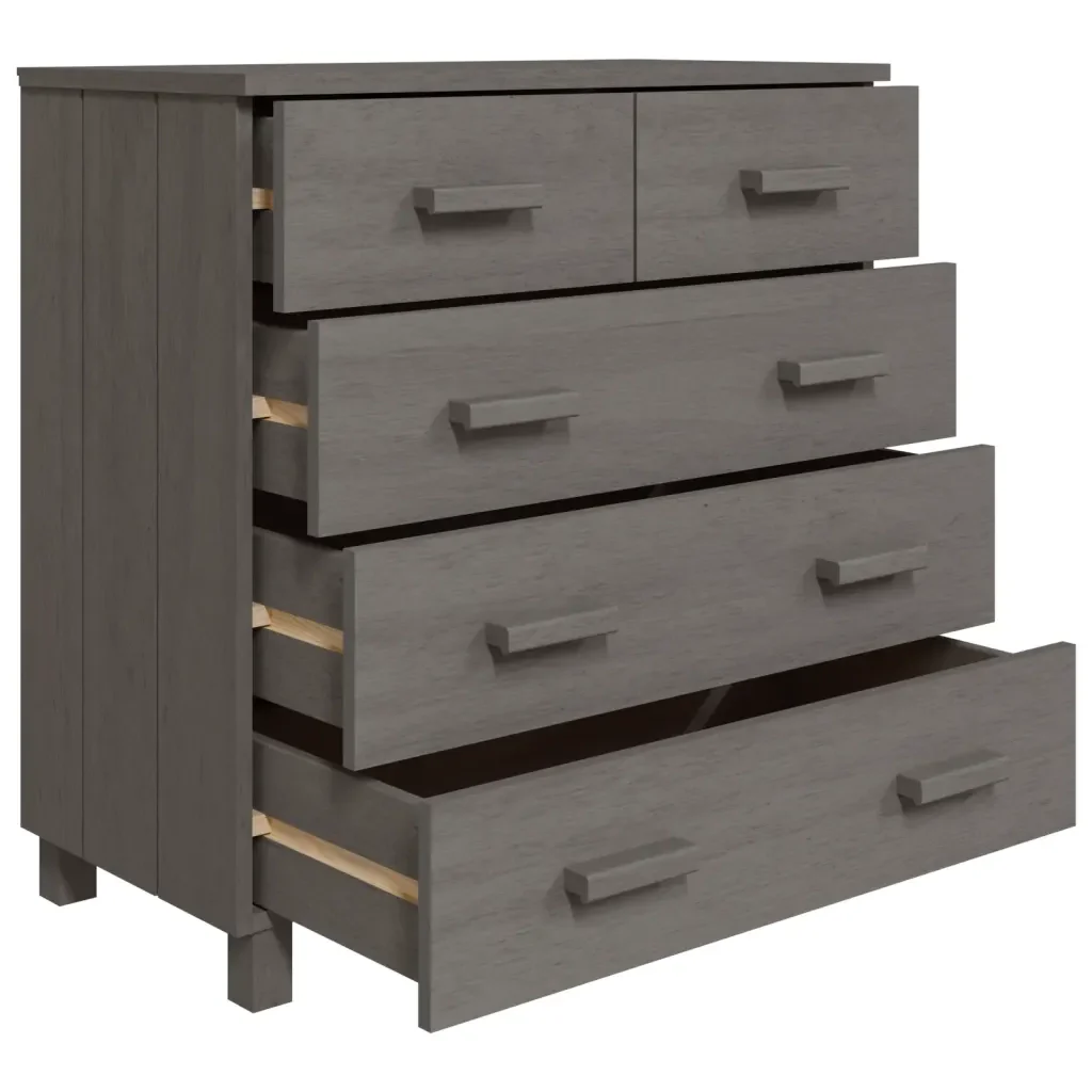 Credenza Grigio Chiaro 79x40x80 cm in Legno Massello di Pino cod mxl 19875 - Image 5