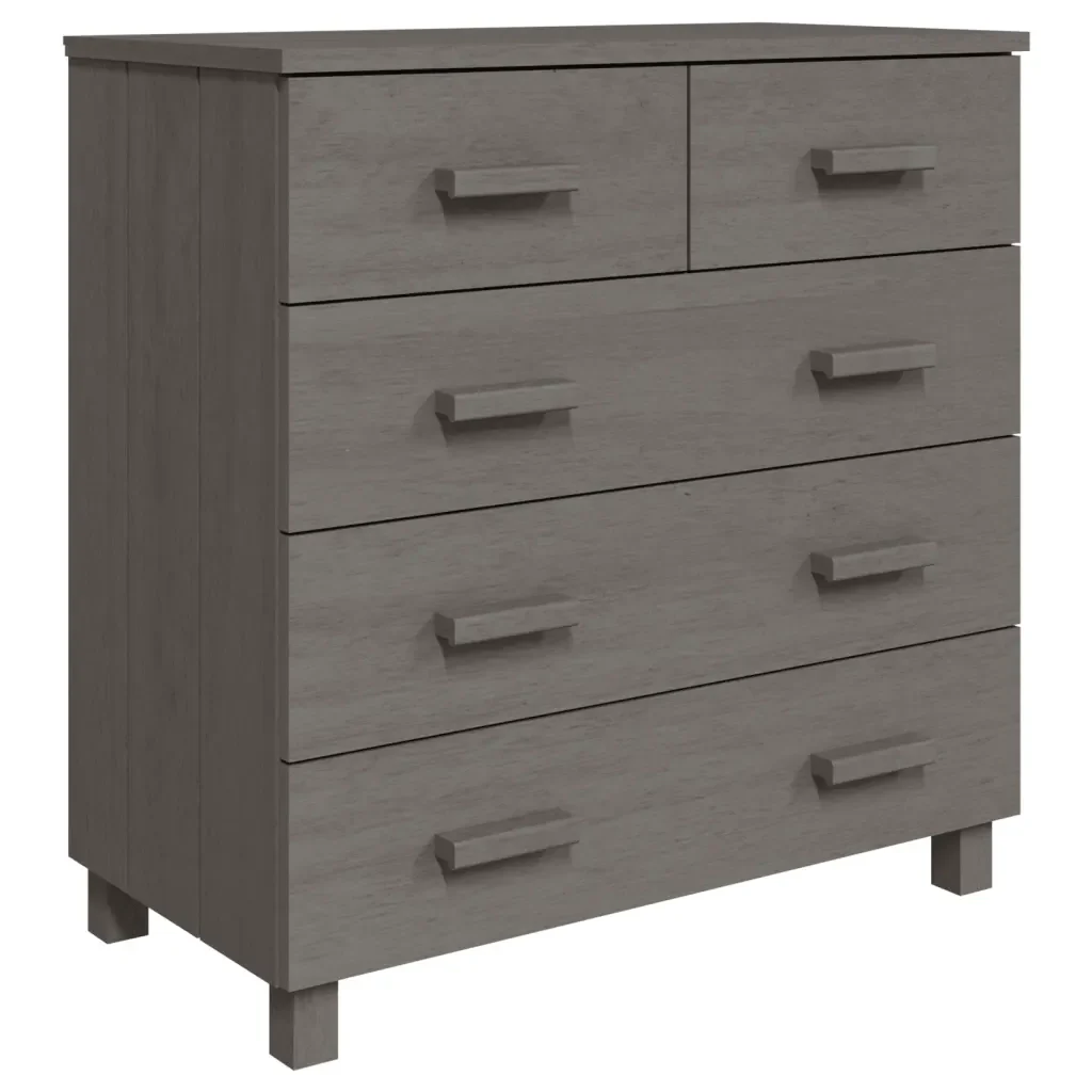 Credenza HAMAR Grigio Chiaro 79x40x80 cm Legno Massello di Pino 340423 - Image 2