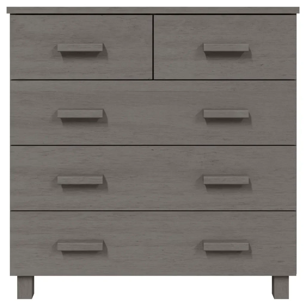Credenza HAMAR Grigio Chiaro 79x40x80 cm Legno Massello di Pino 340423 - Image 3