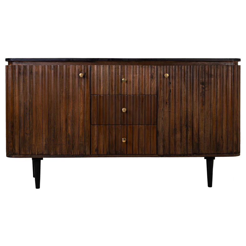 Credenza in legno artigianale nero 147x40x80h cm - Image 4
