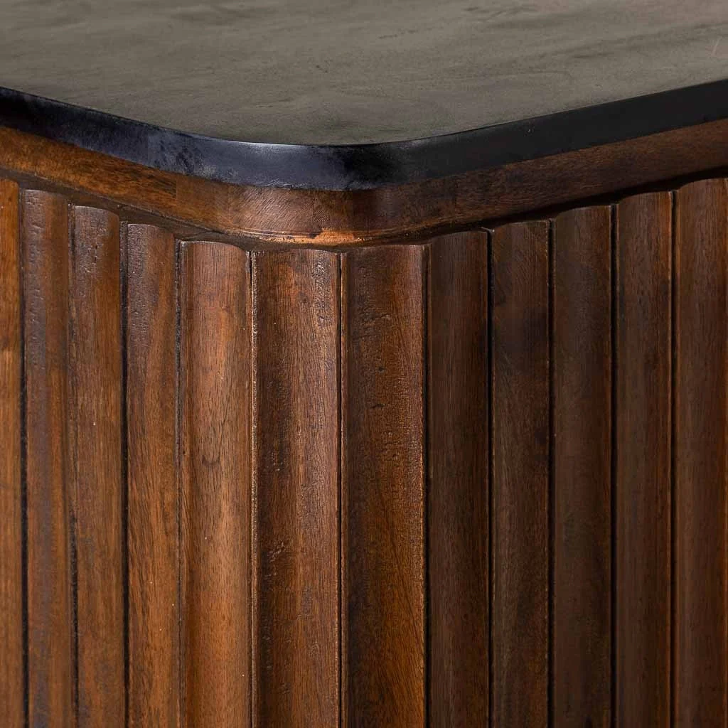 Credenza in legno artigianale nero 147x40x80h cm - Image 7