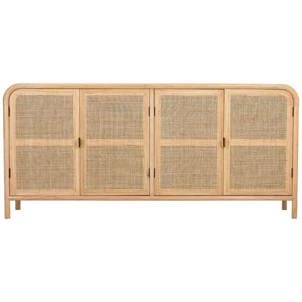 Credenza in legno e rattan marrone 180x40x82h cm - Image 2