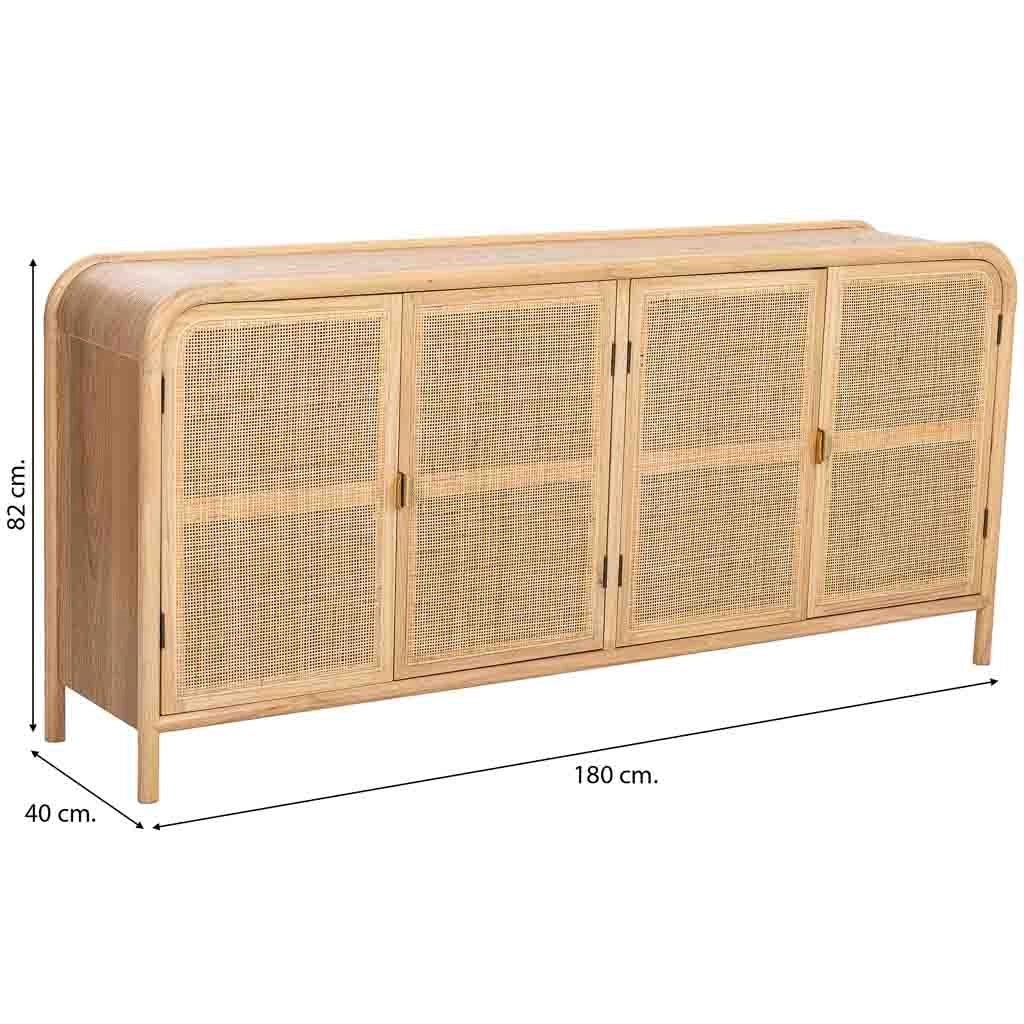 Credenza in legno e rattan marrone 180x40x82h cm - Image 3