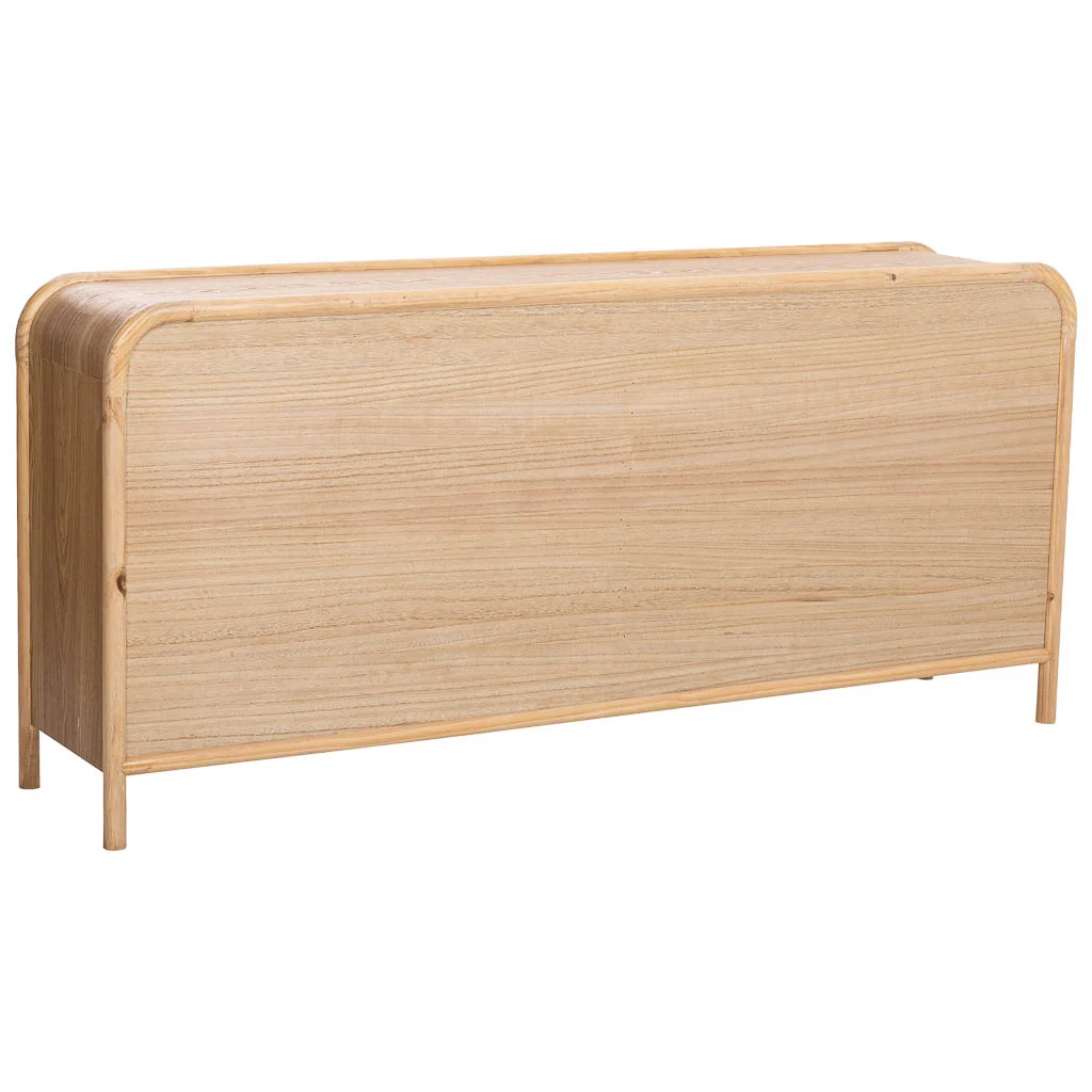 Credenza in legno e rattan marrone 180x40x82h cm - Image 4