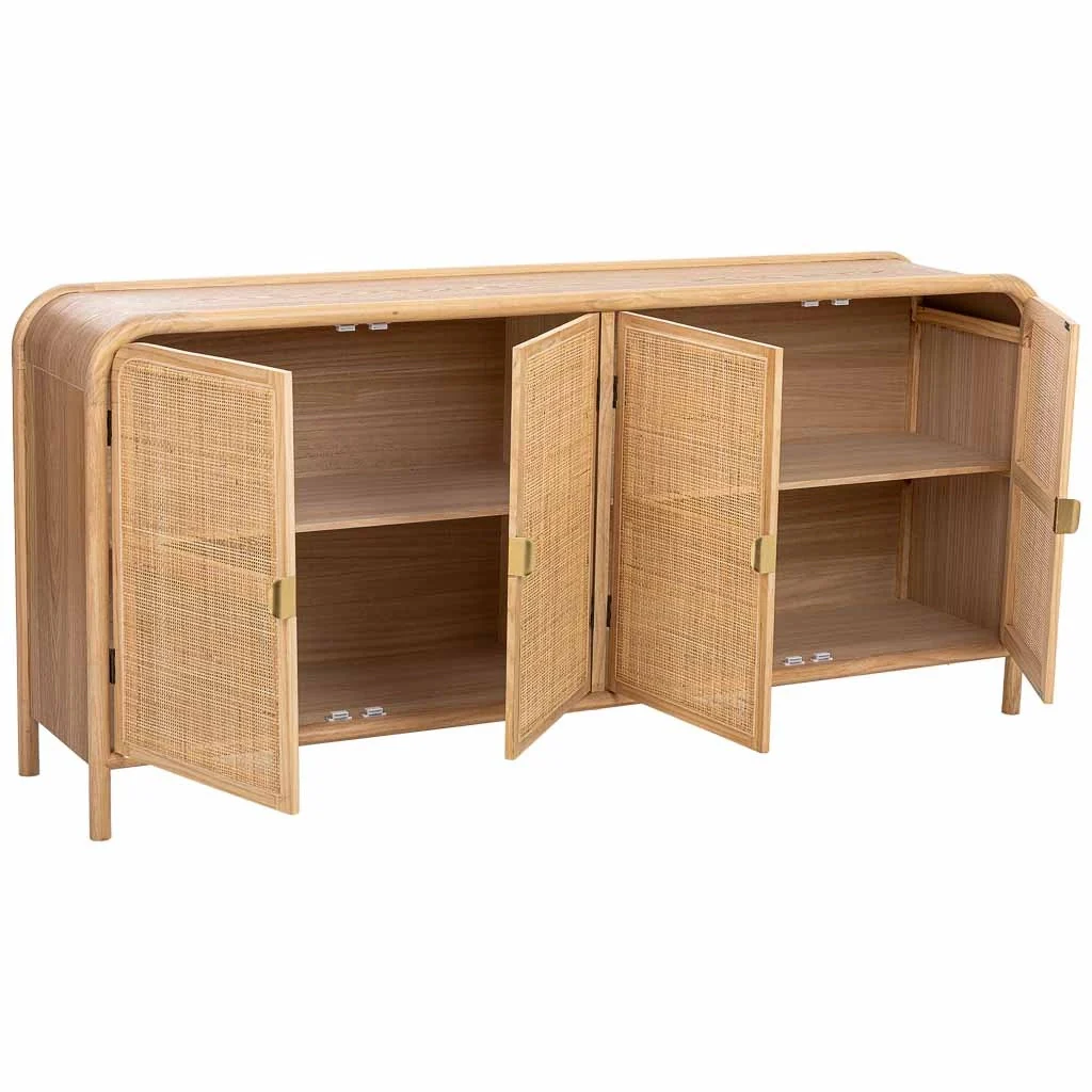 Credenza in legno e rattan marrone 180x40x82h cm - Image 5
