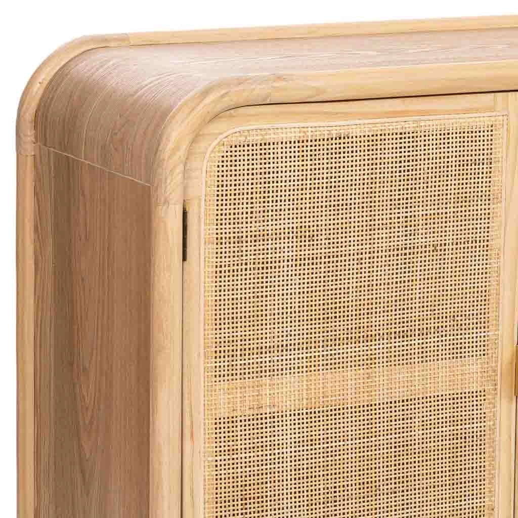 Credenza in legno e rattan marrone 180x40x82h cm - Image 6