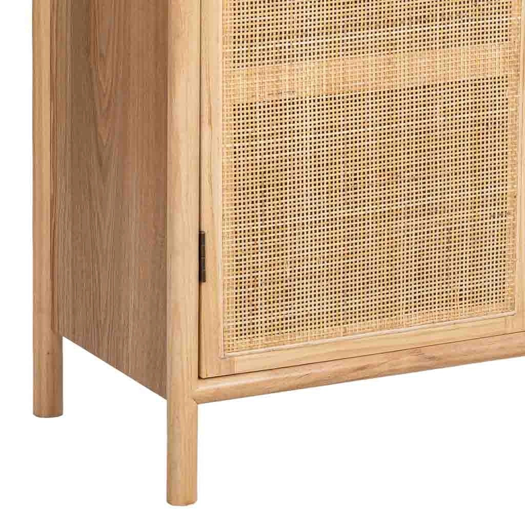 Credenza in legno e rattan marrone 180x40x82h cm - Image 7