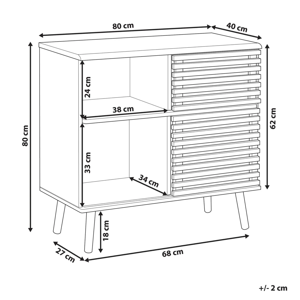 Credenza in legno scuro finitura 80 x 40 x 80 cm armadio con ante scorrevoli rustiche - Image 5