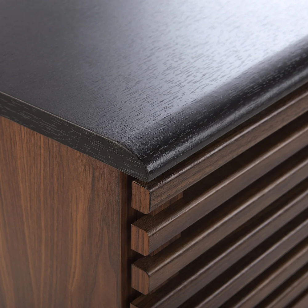 Credenza in legno scuro finitura 80 x 40 x 80 cm armadio con ante scorrevoli rustiche - Image 6