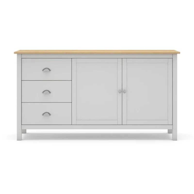 Credenza Misti 2 ante e 3 cassetti in legno massiccio bianco e rovere - Image 3