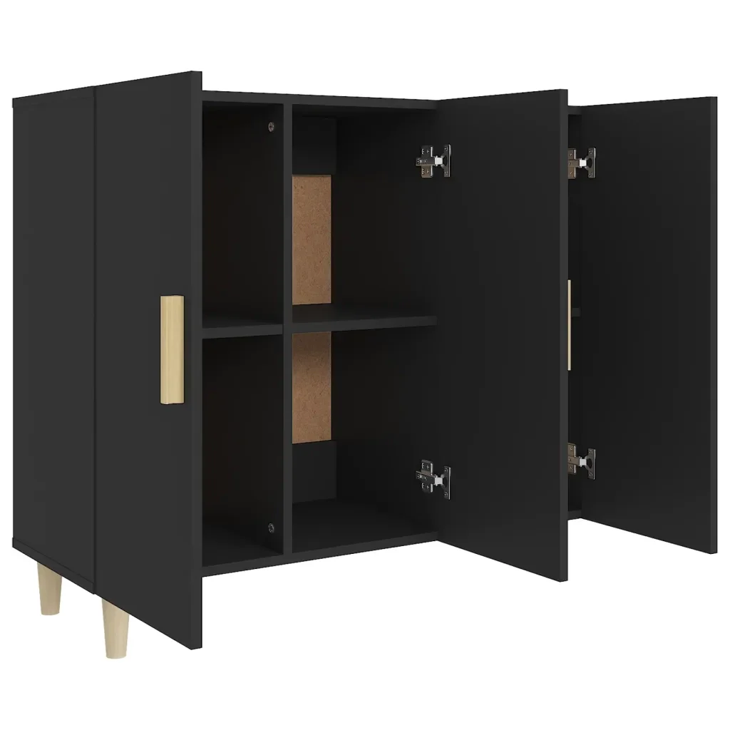 Credenza Nera 90x34x80 cm in Legno Multistrato 812493 - Image 4