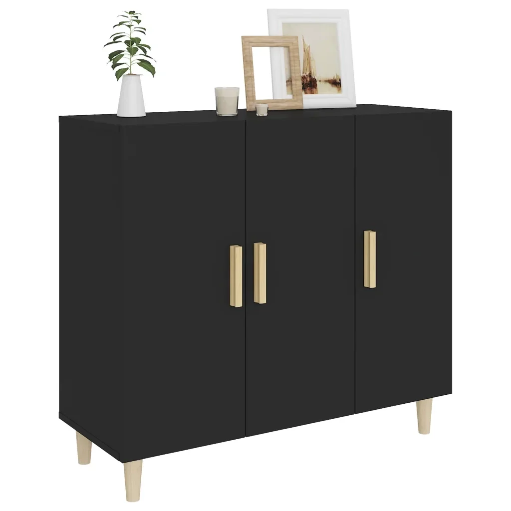 Credenza Nera 90x34x80 cm in Legno Multistrato 812493 - Image 7