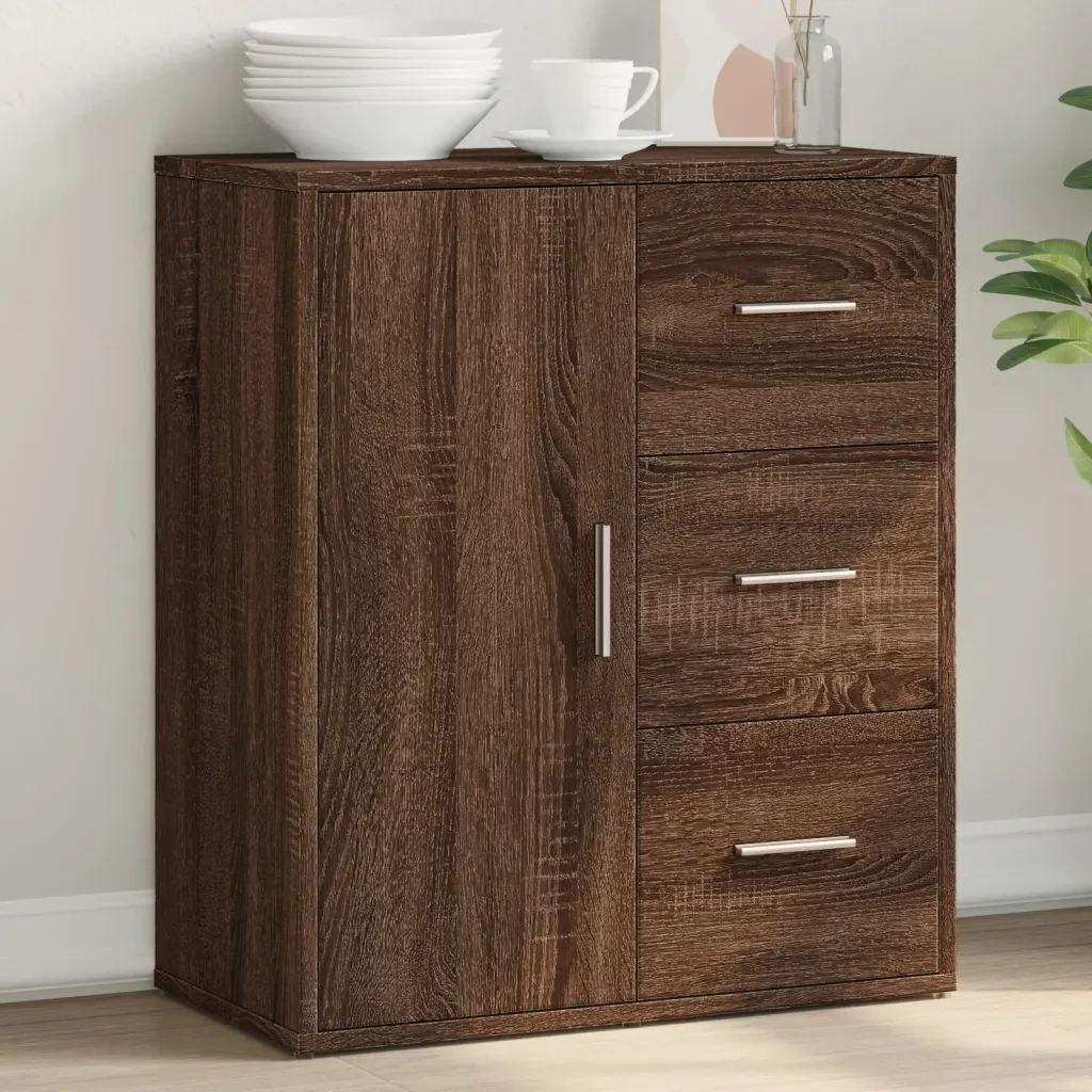Credenza Rovere Marrone 60x31x70 cm in Legno Multistrato 840477