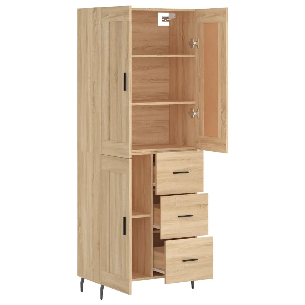 Credenza Rovere Sonoma 69,5x34x180 cm in Legno Multistrato 3200020 - Image 4