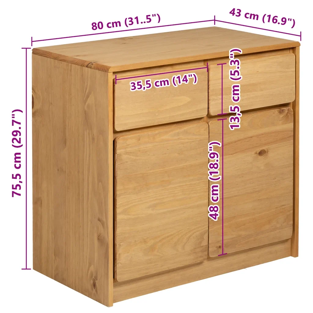 Credenza SAUDA 80x43x75,5 cm in Legno Massello di Pino - Image 8