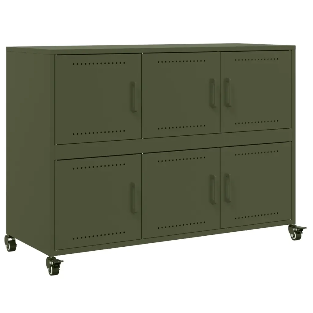 Credenza Verde Oliva 100,5x39x72 cm in Acciaio 846744 - Image 2