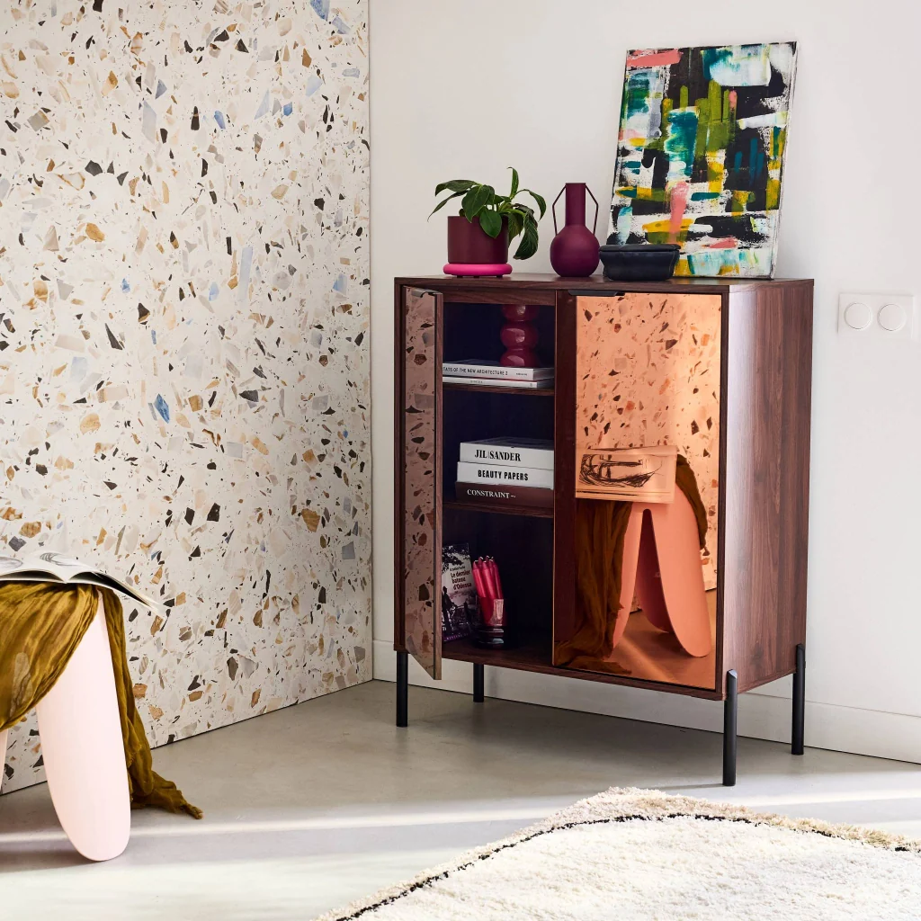 Credenza vintage effetto legno di noce, 83cm, noce - Image 3