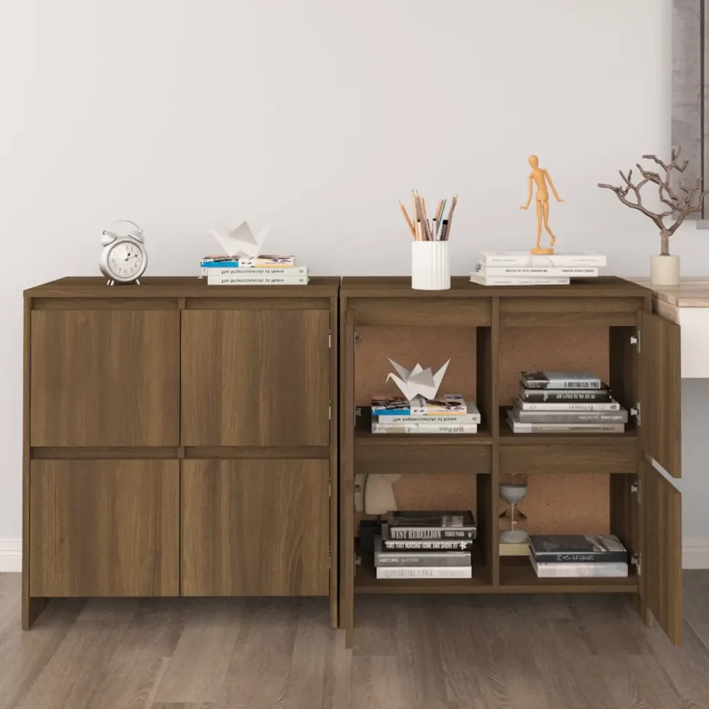Credenze 2 pz Rovere Marrone 70x41x75 cm in Legno Multistrato 3098096