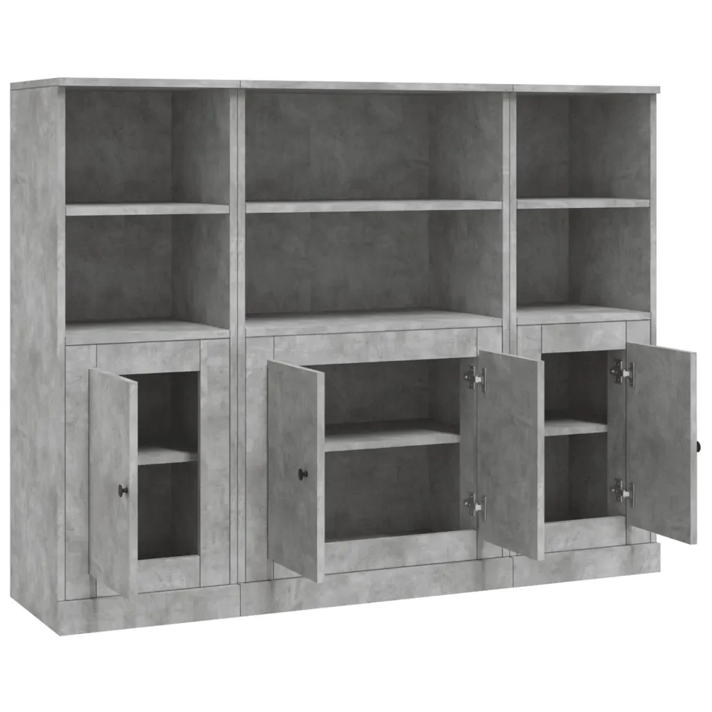 Credenze 3 pz Grigio Cemento in Legno Multistrato 3185307 - Image 5