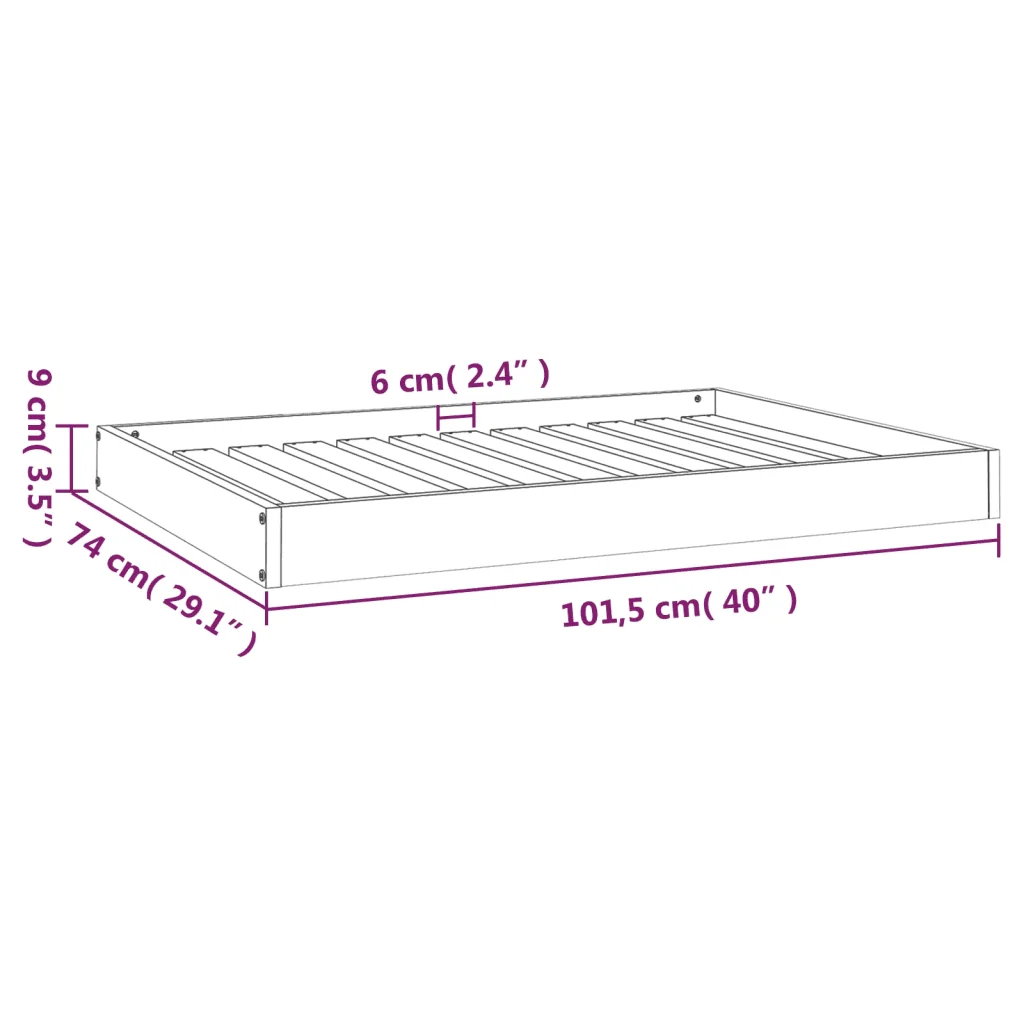 Cuccia per Cani 101,5x74x9 cm in Legno Massello di Pino 820866 - Image 8