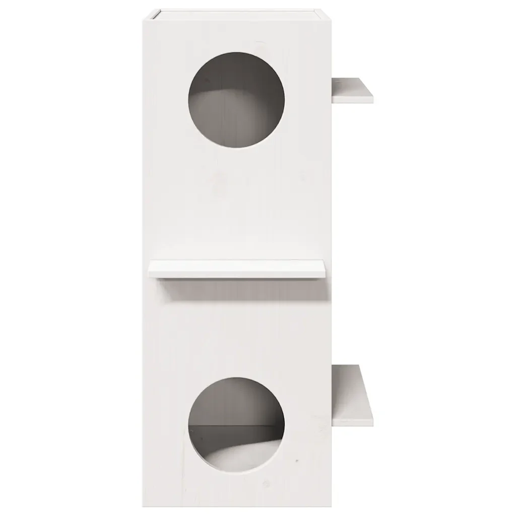 Cuccia per Gatti Bianca 43x43x90 cm in Legno Massello di Pino - Image 4
