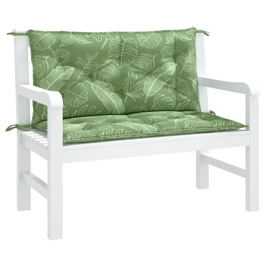 Cuscini Panca Giardino 2 pz Motivo a Foglie 100x50x7 cm Tessuto - Image 4