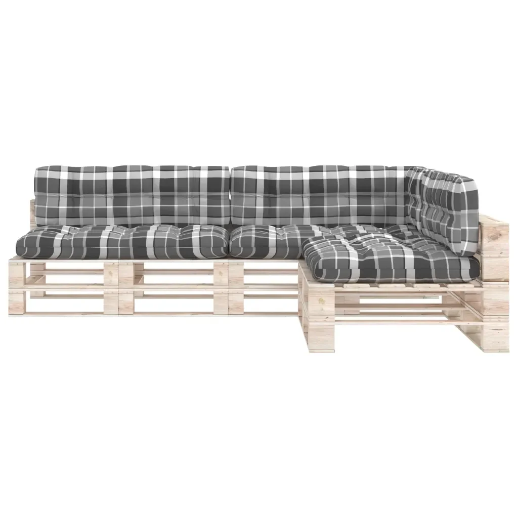 Cuscini per Divano Pallet 7 pz Grigio Motivo a Quadri 314602 - Image 3