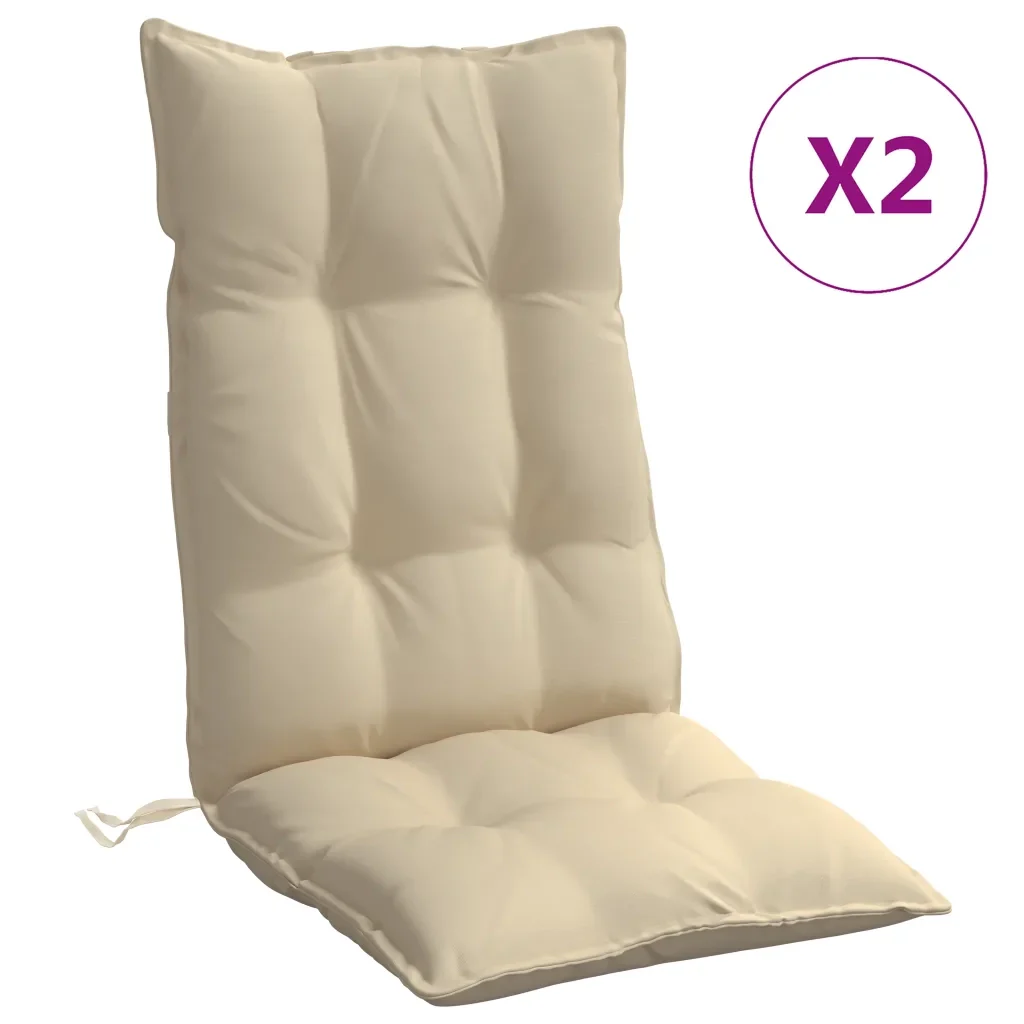 Cuscini per Sedia con Schienale Alto 2 pz Beige Tessuto Oxford 377611 - Image 2