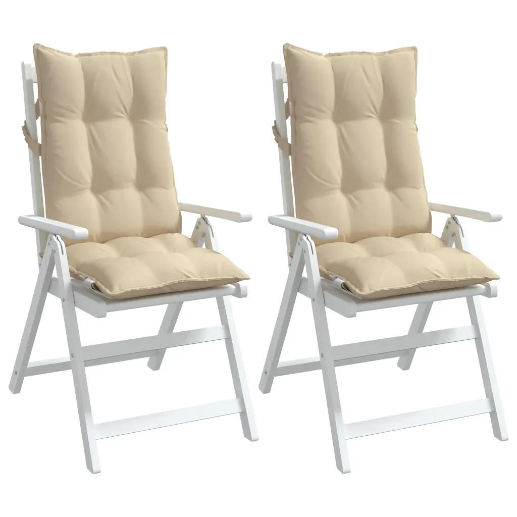 Cuscini per Sedia con Schienale Alto 2 pz Beige Tessuto Oxford 377611 - Image 4