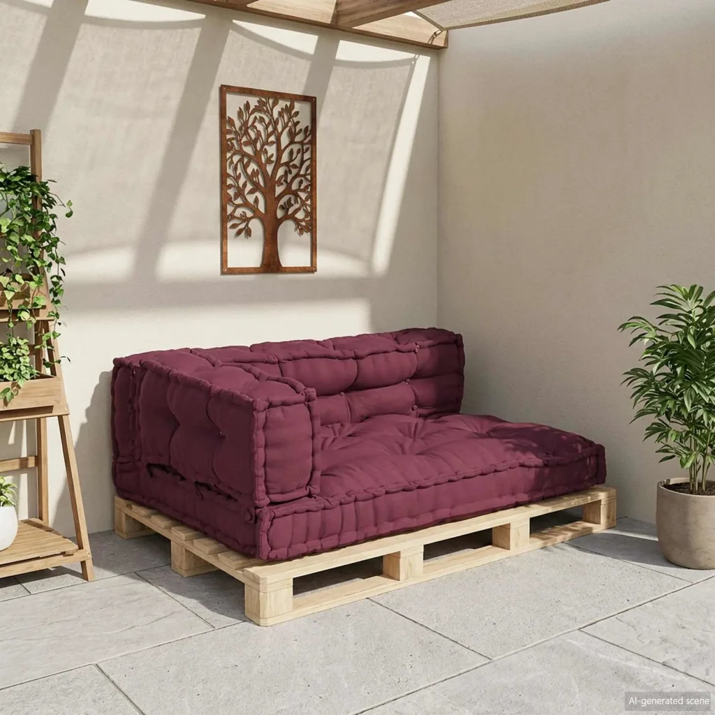 Cuscino per Divano Pallet 3 pcs Bordeaux 120 x 80 x 38 cm 4019086 - Image 3