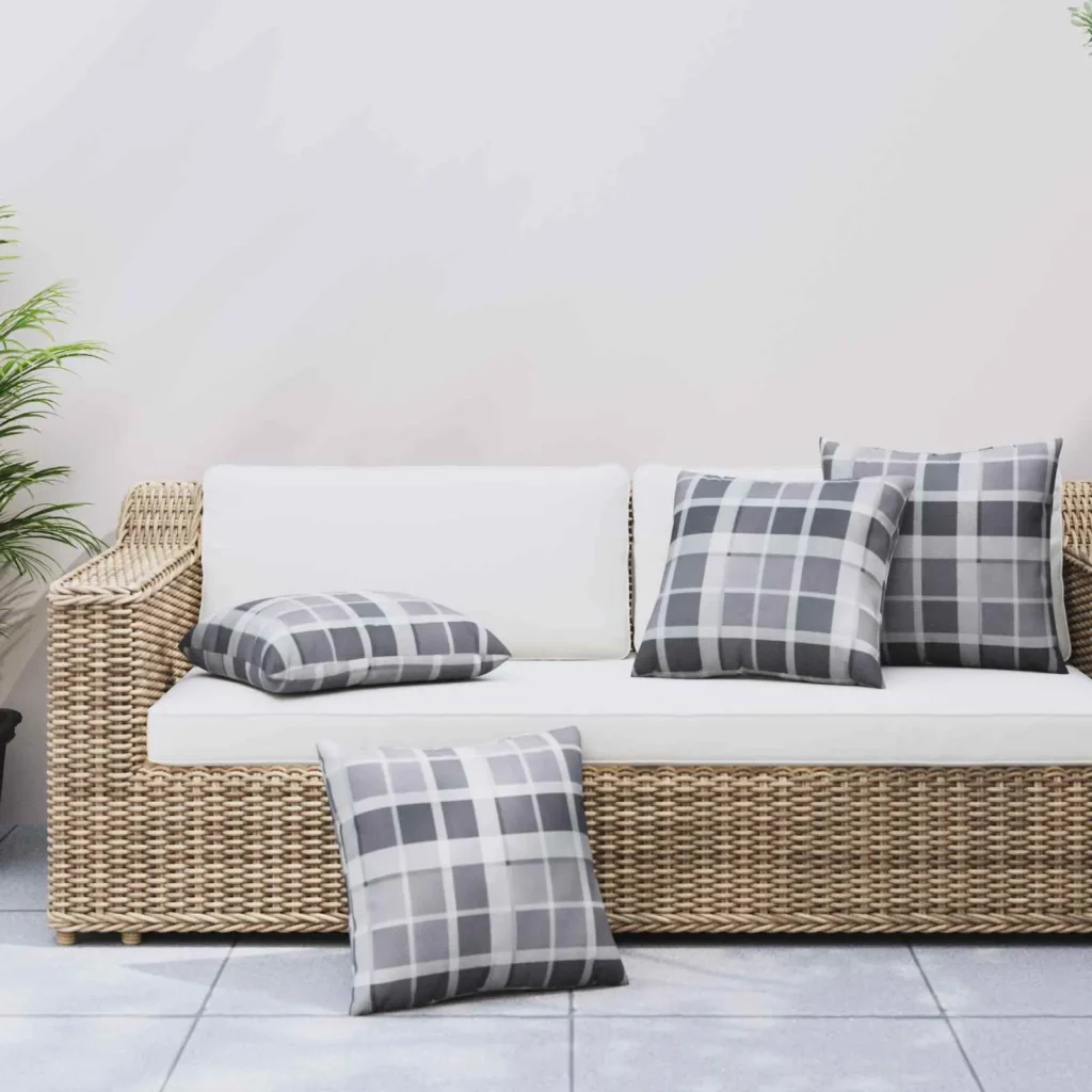 Cuscino da Esterno 4 pcs Grigio a quadri 40 x 40 cm Tessuto