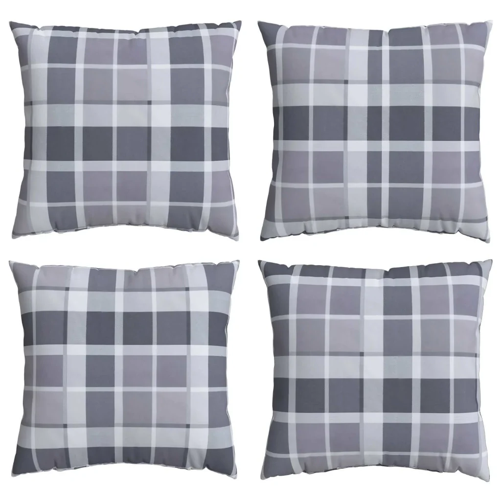 Cuscino da Esterno 4 pcs Grigio a quadri 40 x 40 cm Tessuto - Image 2
